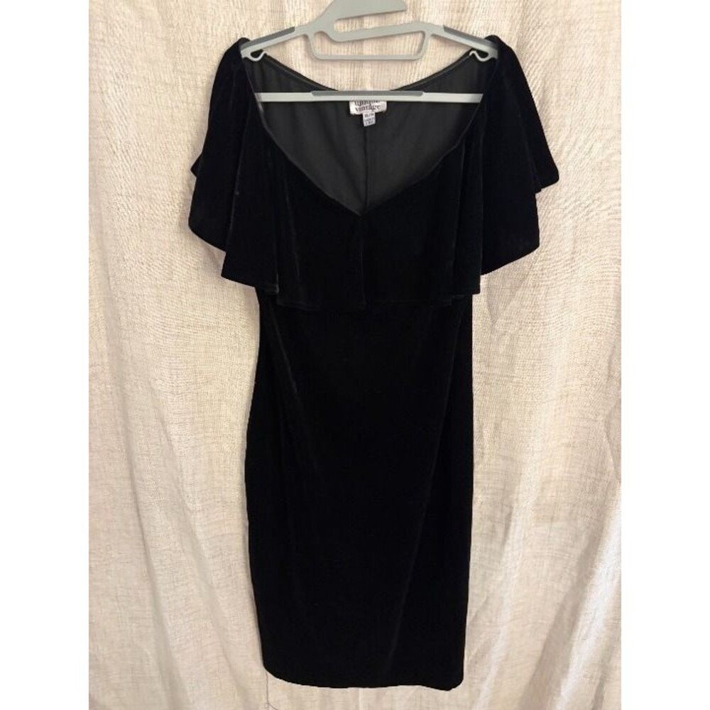Unique Vintage black velvet wiggle dress